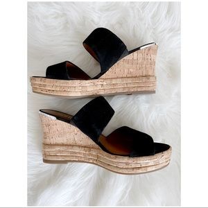 Black suede wedges